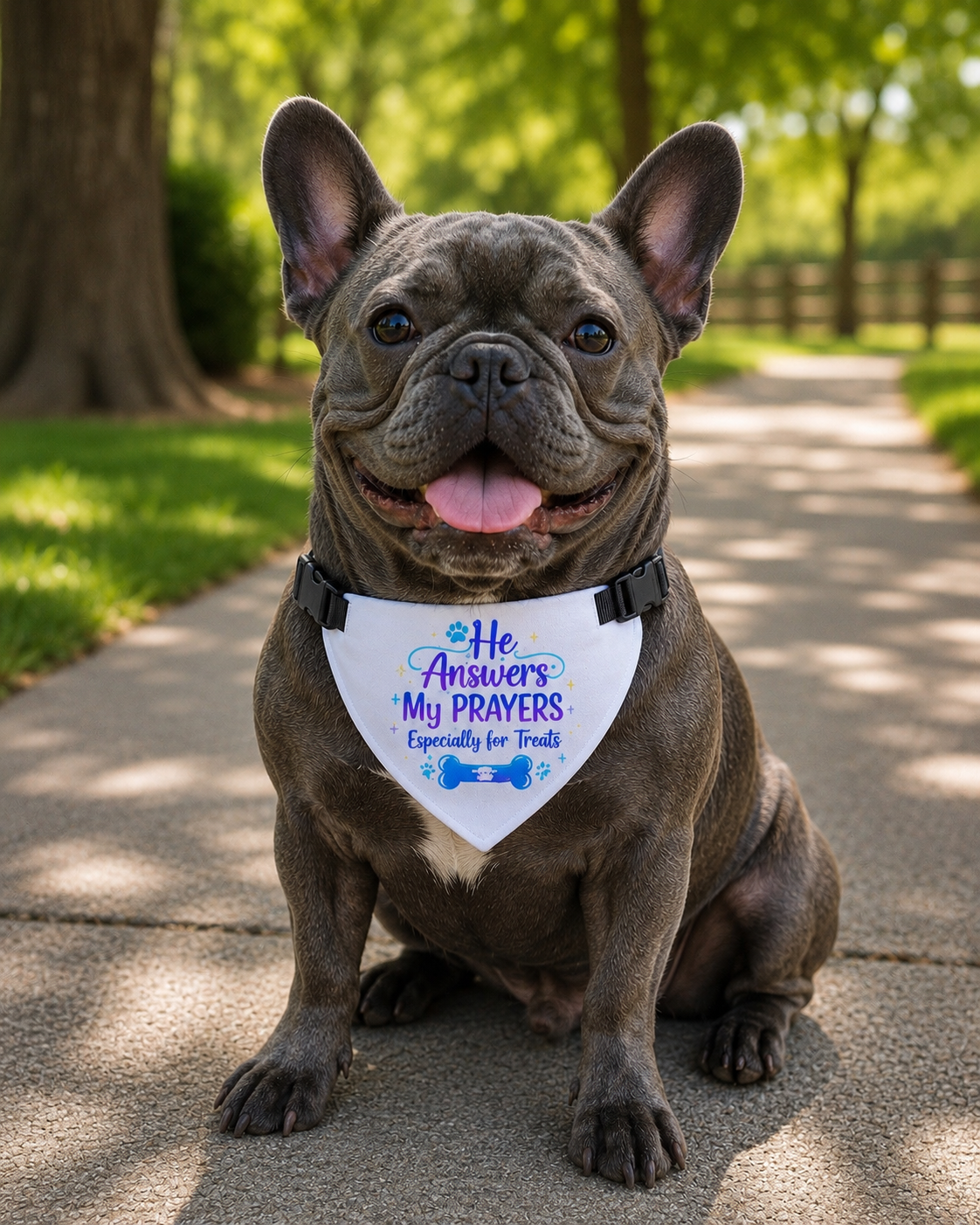 He Answers My Prayers (Especially for Treats) Clip-On Pet Bandana