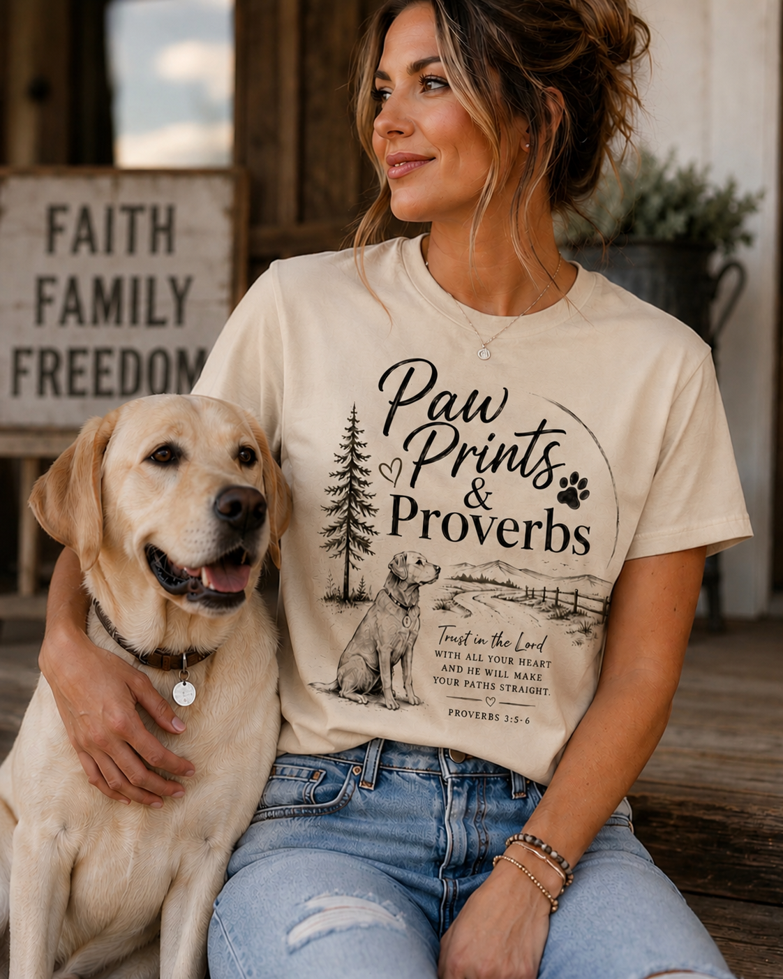 Walking by Faith & Walking My Dog Tee – Country Girl Christian Dog Mom Shirt