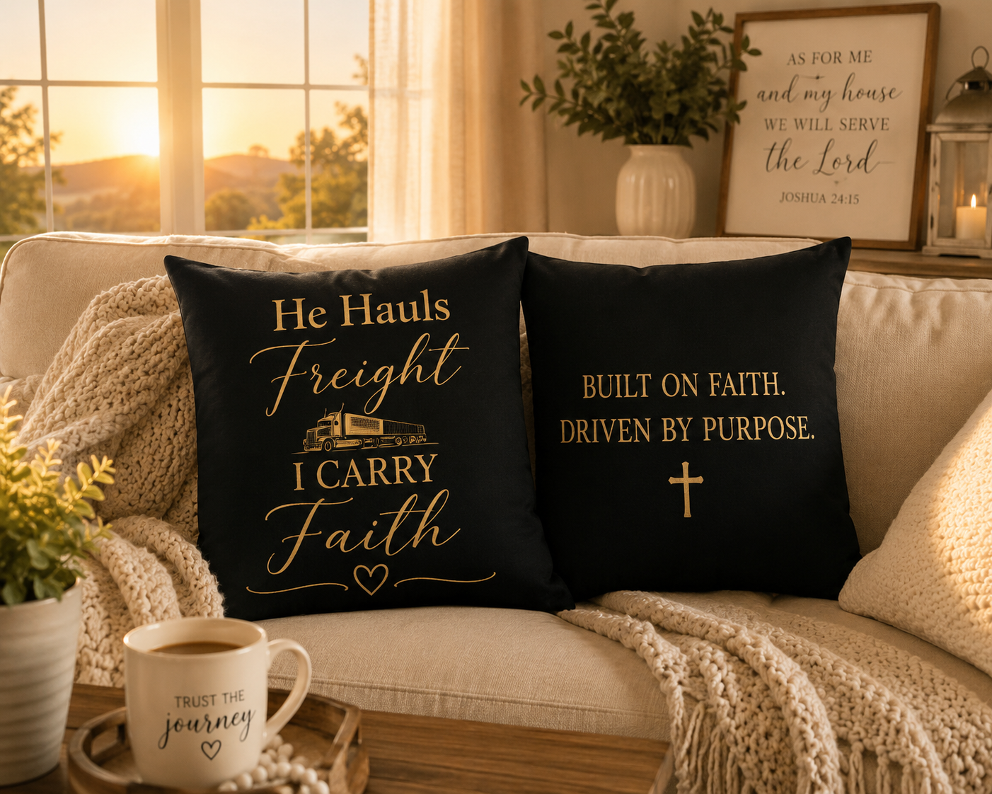 He Hauls Freight I Carry Faith Pillow Cover