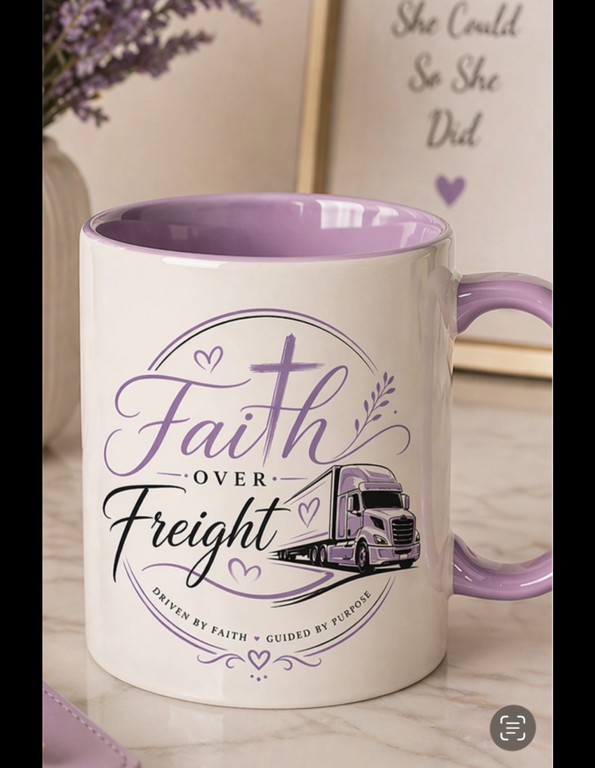 Faith Over Freight Accent Coffee Mug-Christian Trucker Mug| Driven By Faith Guided By Purpose