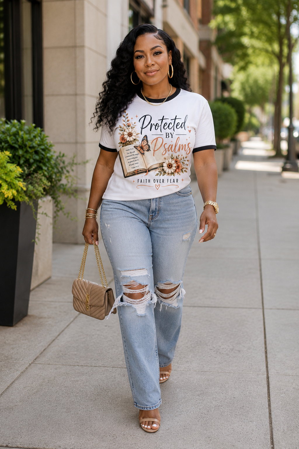 Protected By Psalms™ Faith Over Fear Graphic Tee | Christian Boutique Shirt