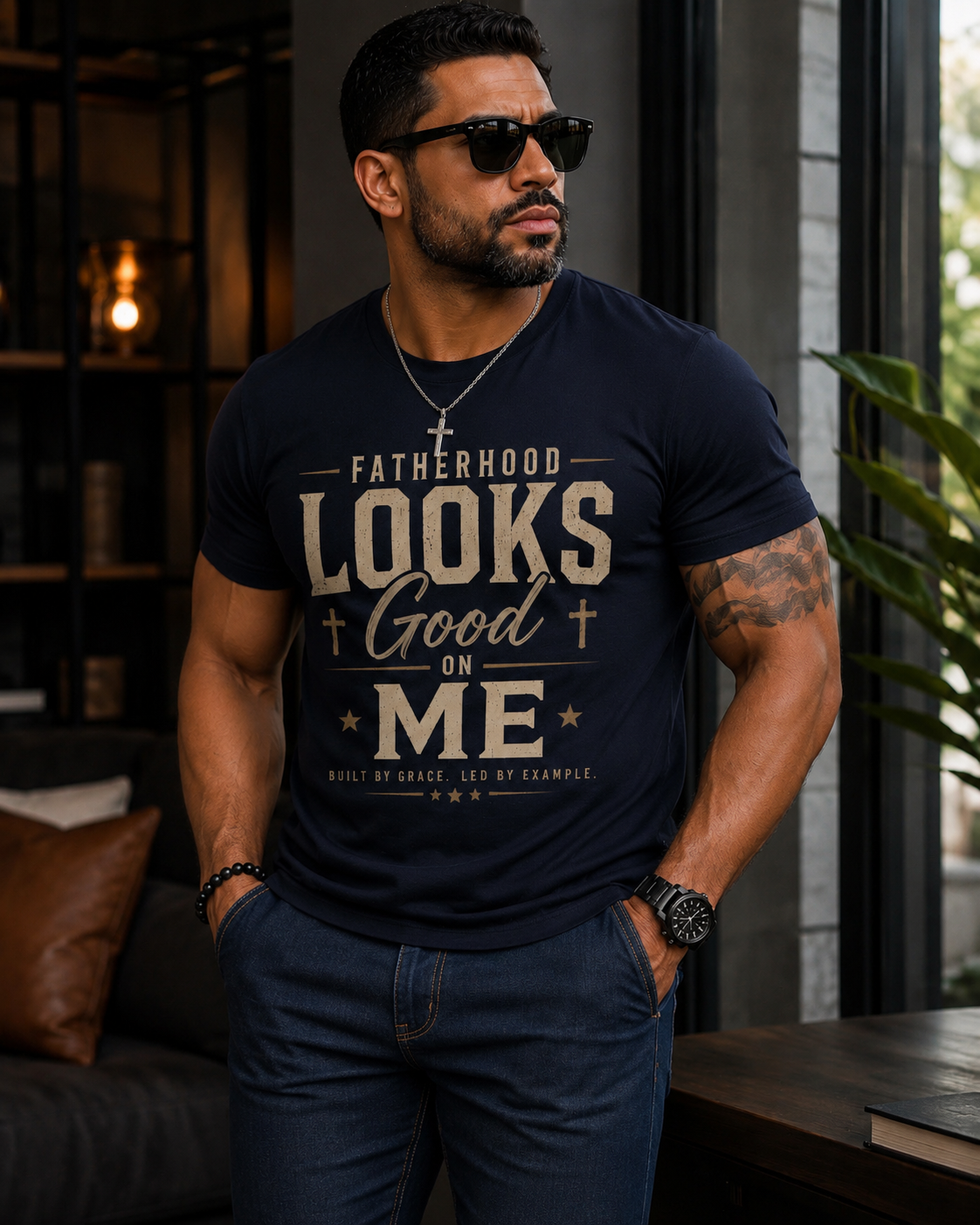 Fatherhood Looks Good On Me™ Graphic Tee | Christian Dad Shirt