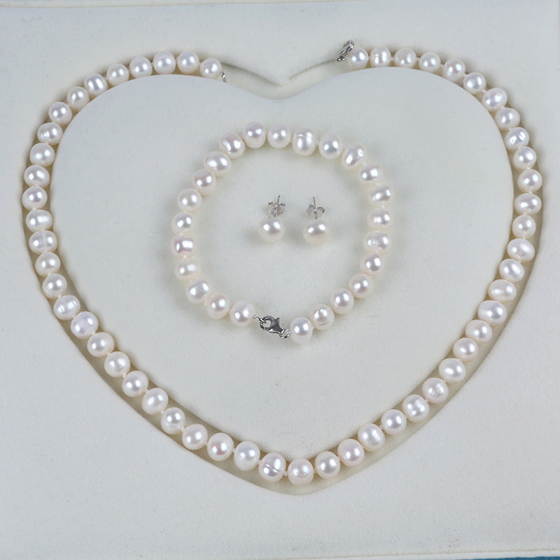 Elegant Freshwater Pearl & Sterling Silver Set 925