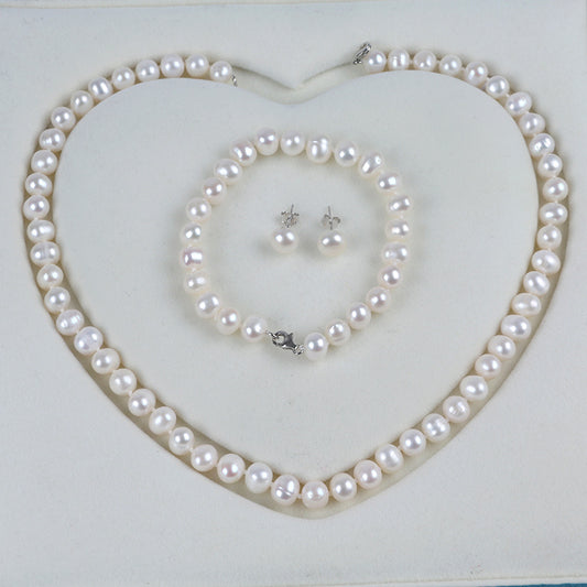 Elegant Freshwater Pearl & Sterling Silver Set 925