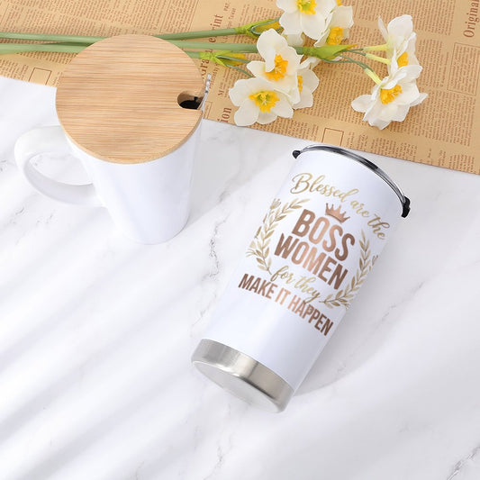 Blessed are the Boss Women-Car Travel Coffee Mug with Lid