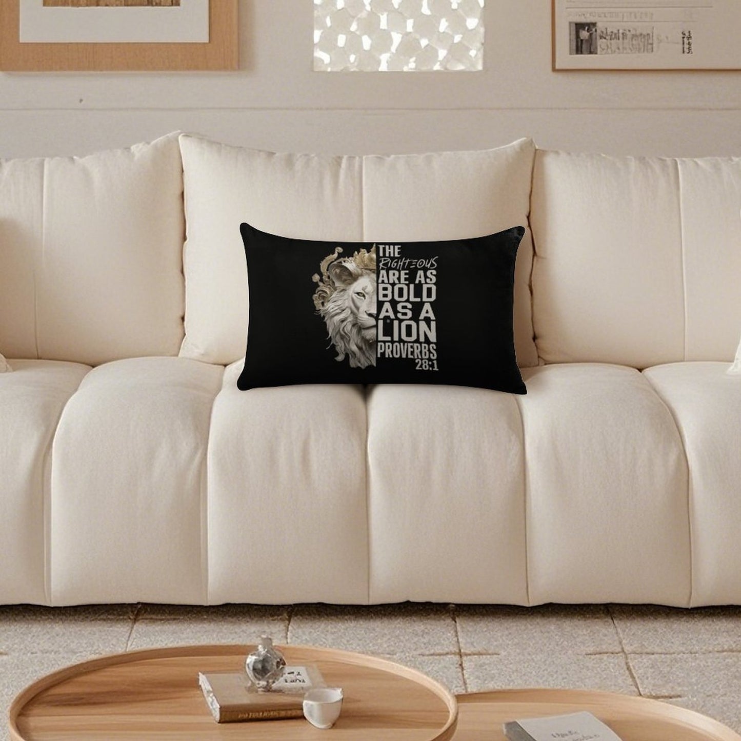 Bold As Lion Scripture Pillow- Proverbs 28:1 Christian Decor