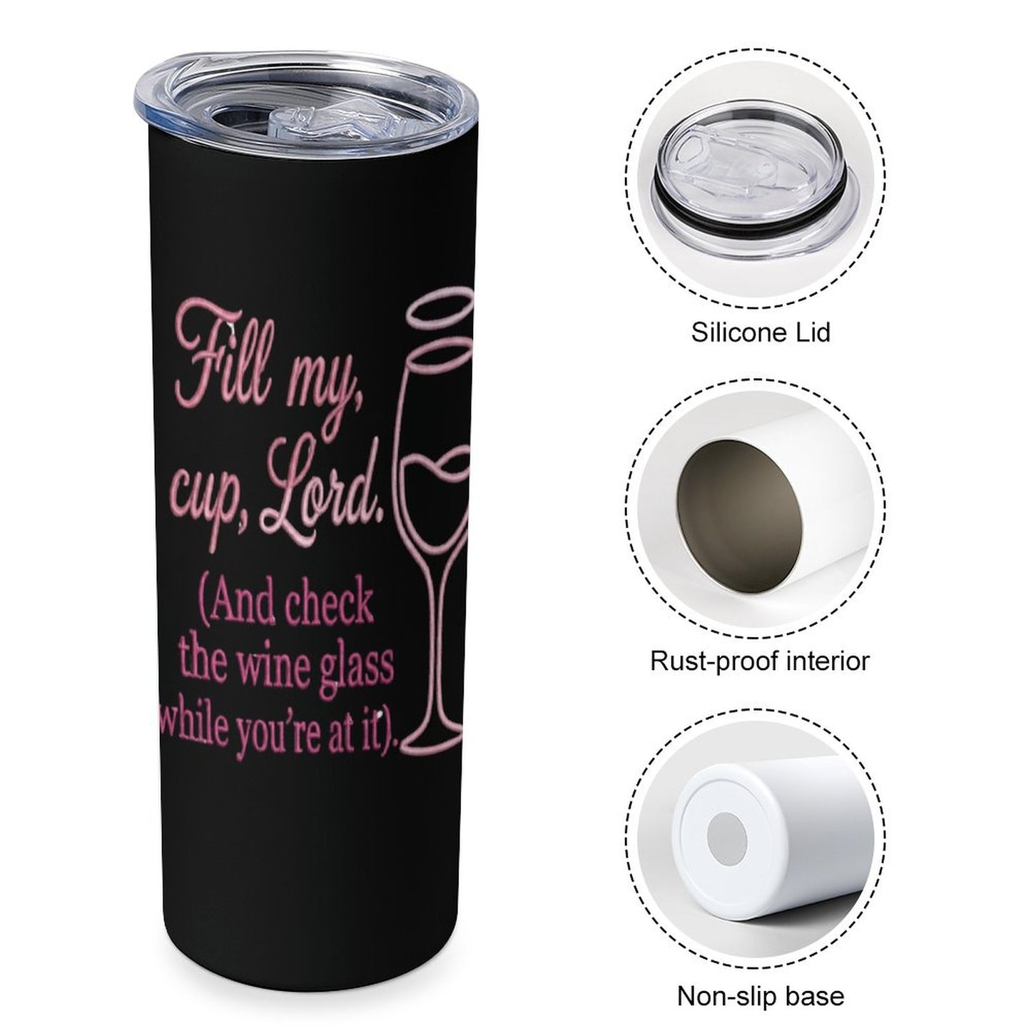 Fill My Cup Lord Funny Christian Mug-20oz Large Capacity Car Cup with Lid