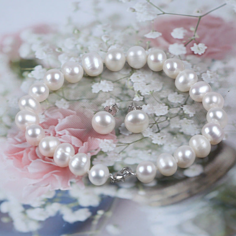 Elegant Freshwater Pearl & Sterling Silver Set 925