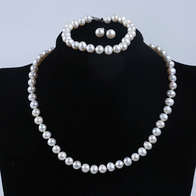 Elegant Freshwater Pearl & Sterling Silver Set 925