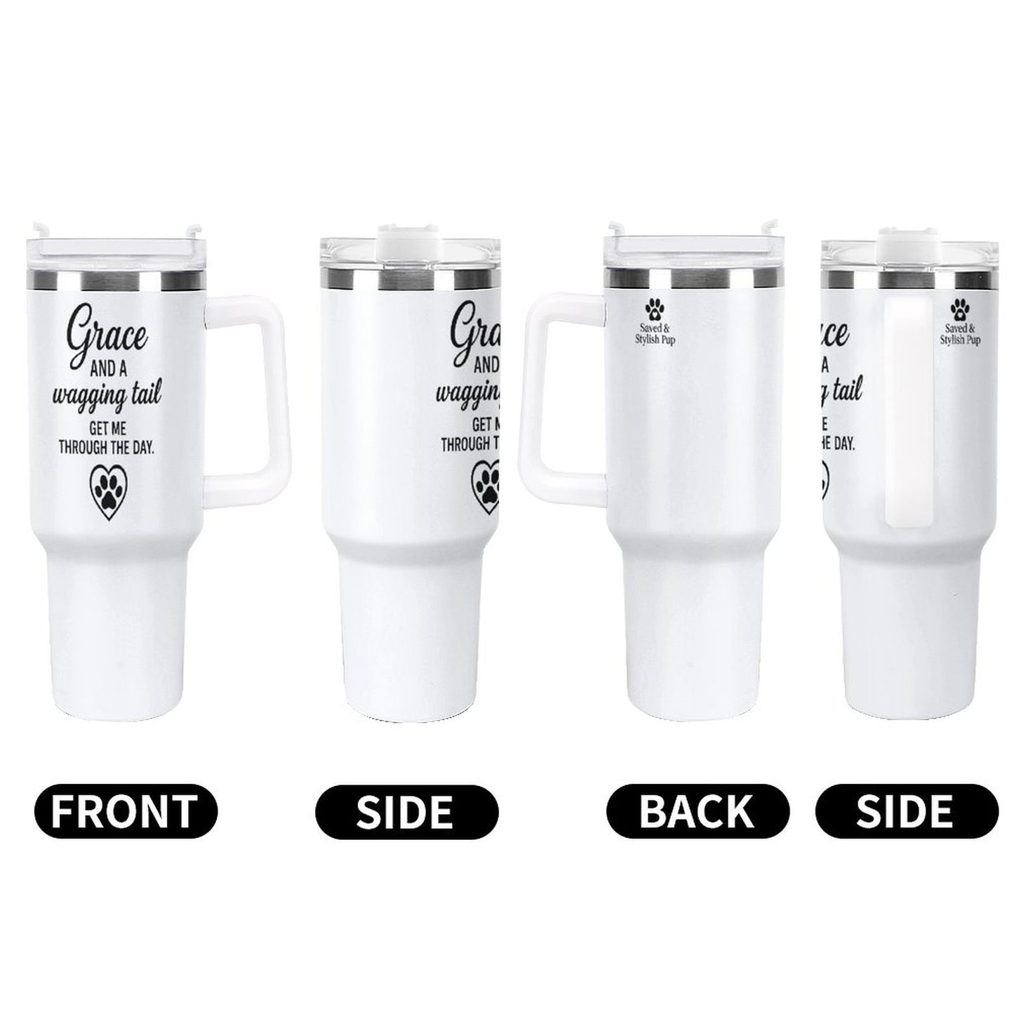 Grace & A Wagging Tail Get Thru The Day-40oz Tumbler