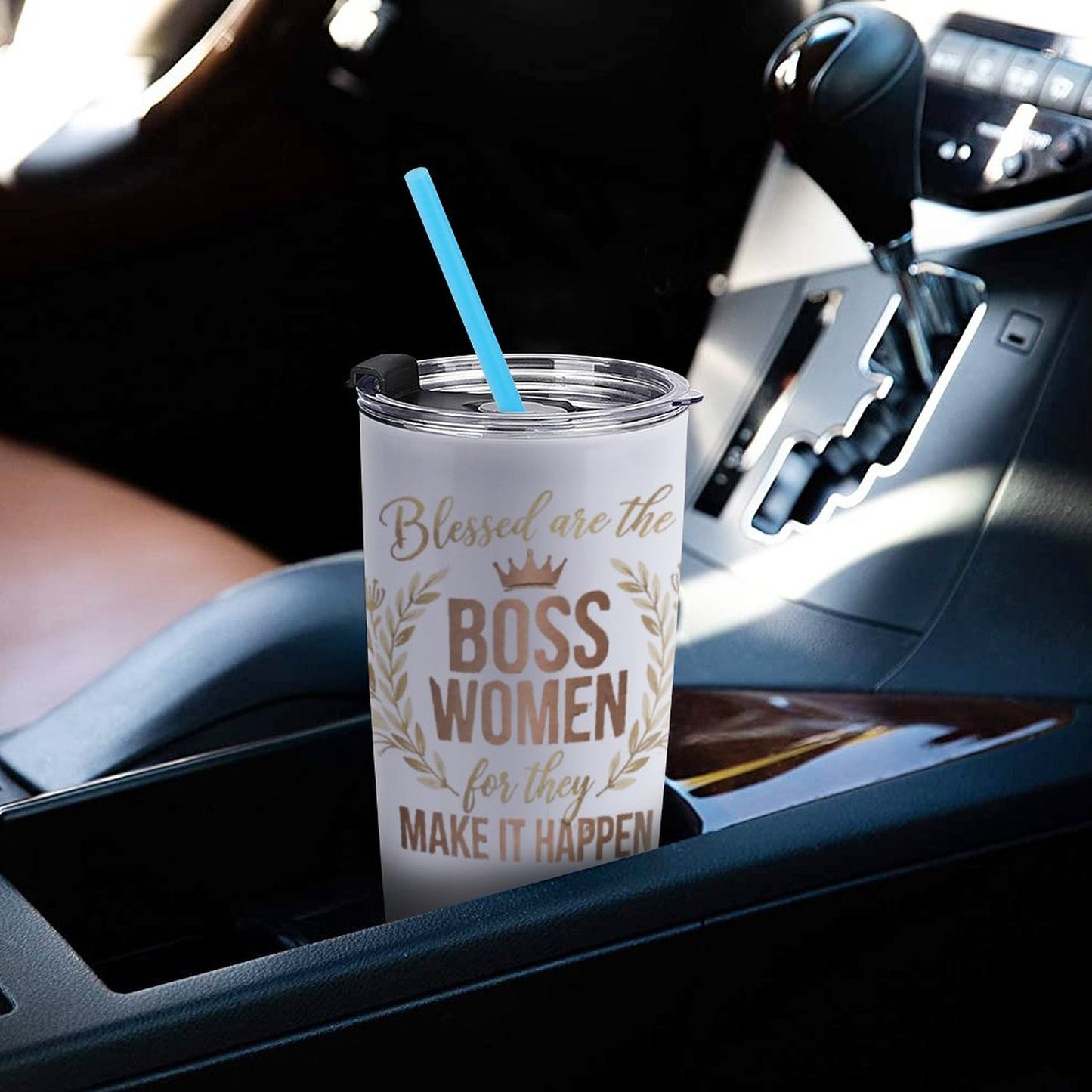 Blessed are the Boss Women-Car Travel Coffee Mug with Lid